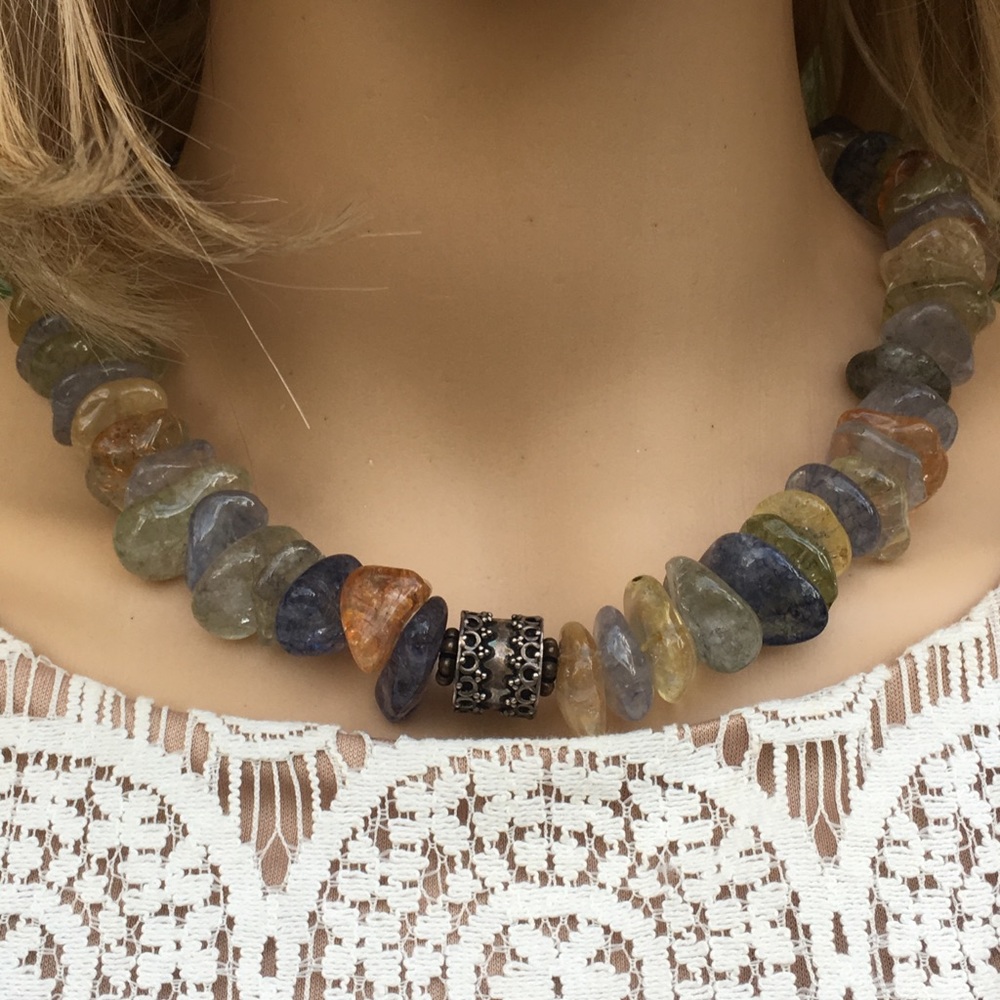 Multiple Colored Gemstone Necklace - image 1